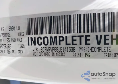 2018 Ram Promaster 2500 Window Van High Roof 159 Wb from USA, damaged, VIN 3C7WRVPG8JE141538